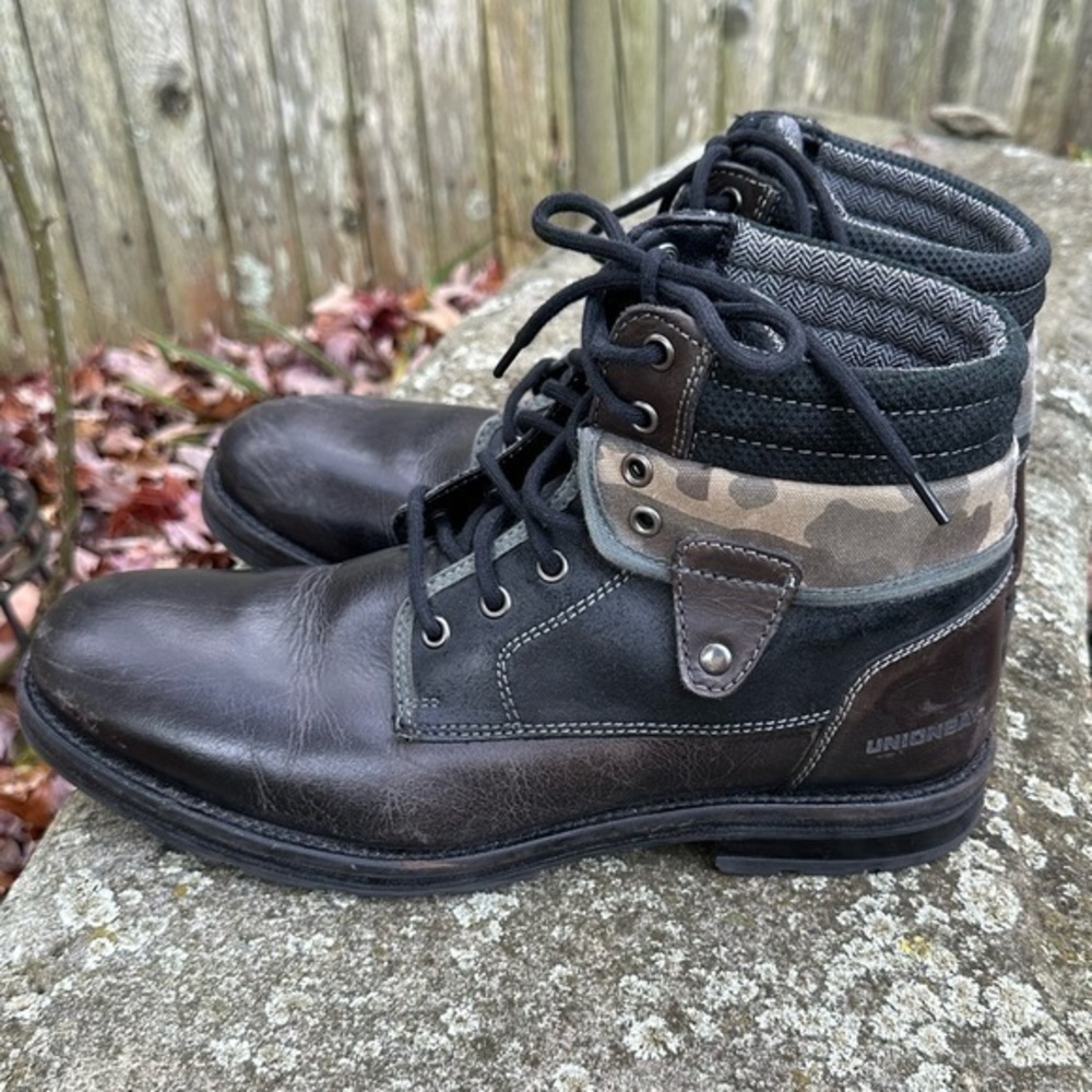 UNIONBAY Men’s Distressed Leather Mid-Top Boots - Size 11 - Picture 3 of 10
